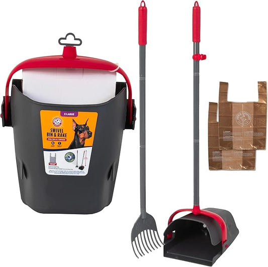 Arm & Hammer Pooper Scooper for Extra Large Dogs Heavy Duty, Outside Yard Dog Poop Scoop Pet Waste Clean Up with Bag Attachment - 2 Waste Bags Included