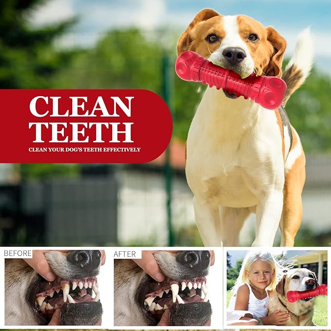 Dog Squeaky Toys for Aggressive Chewers, Durable Chew Toys for Large Medium Breed Dog, Dog Toys, Tough Durable Dogs Toys with Natural Rubber