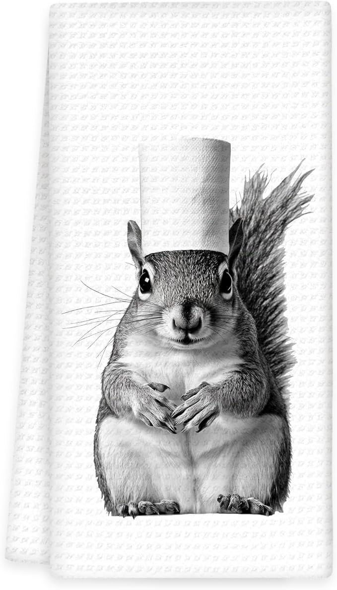 Squirrel Bathroom Hand Towels, Squirrel Decor for Bathrooms, Funny Bathroom Squirrels Hand Towels, Squirrel Gifts, FunnySquirrel Themed HandTowels for SquirrelLovers Bathrooms, 16x24In