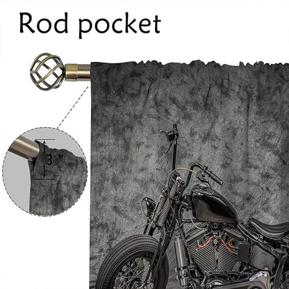 Motorcycle Blackout Curtains for Home Decor,Retro Motorcycle Rod Pocket Thermal Insulated Drapes Darkening Window Curtain for Girls Boy Bedroom Living Room 72 x 63 Inch