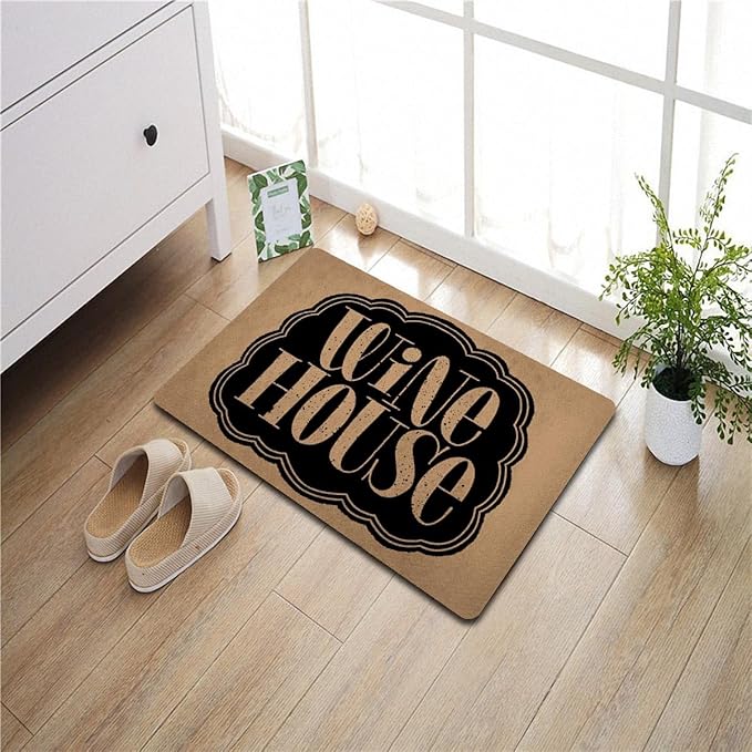 Funny Welcome Doormat (23.7 in X 15.6 in) Anti-Slip Rubber Back Entrance Way Indoor Front Porch Decor Rugs House Warming Gift (Wine House)