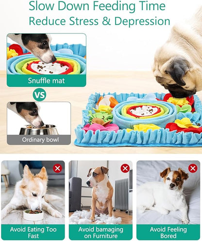 ORIA Snuffle Mat for Dogs, 20'' x 20'' Dog Sniff Mat, Interactive Puzzle Mat for Mental Stimulation, Boredom, Stress Relief, Anti-Slip Dog Treat Mat for Puppies Small Large Dogs
