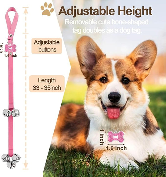 2 Pack Dog Door Bells Dog Doorbell to go Outside Puppy Train Bell for Dogs to Ring to go Potty Puppy Toilet Training Bell Jingle Bells for Door Knob Girl Puppy Essentials Accessories (Pink)