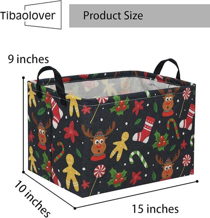 Rectangular Christmas Basket Tree Gift Baskets for Families Cute Baby Storage Bin Kids Storage Bin Toy Organizer Box Christmas Room Decor for Parties(Black)