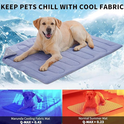 MARUNDA Dog Cooling Mat, Q-MAX>0.45 Premium Self-Cooling Pad for Large Dog Indoor Portable Kennel Puppy Bed for Couch Summer Crate Cooling Pad for Dog. Keep Your Pet Cool (Large - 35.5 x 23.6 Inch)