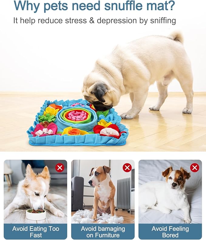 Upgraded Snuffle Mat for Dogs, 19.7''x19.7'' Interactive Feed Game for Boredom, Felt Wool Dog Feeding Mats for Small/Medium/Large Dogs, Encourages Natural Foraging Skills and Stress Relief