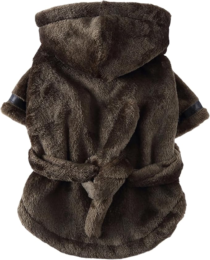 Luxury Small Dog Bathrobe - Soft Flannel Pajamas, Quick Drying Hooded Bath Robe, Super Absorbent Towel for Puppies and Cats