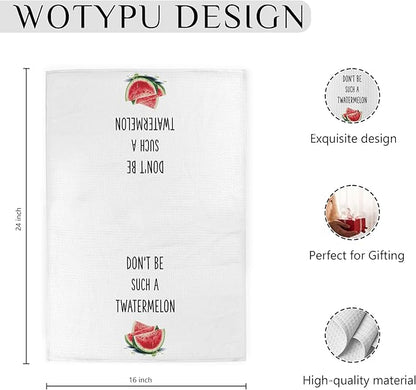 Funny Watermelon Kitchen Towels, Adult Humor Gifts Dish Tea Towel for Kitchen Decor, Don't Be Such a Twatermelon Humorous Hand Towels for Bathroom Decor, 16x24 Inch