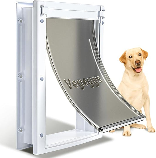 Large Dog Door Doggy Door Easy Install - Wood & PVC Doors & Walls，Doggie Free Movement &Strong Magnetic Auto-Close & Sliding Lock,Telescoping Frame,10 1/8" x 15 3/4" for Large Dogs Up to 100 lb