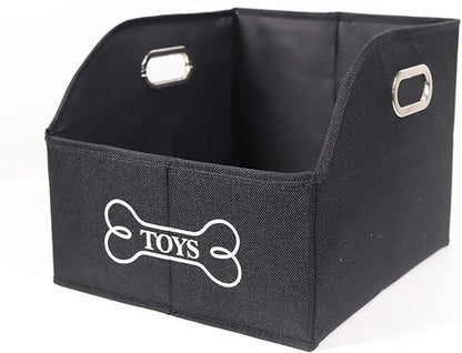 Geyecete Wooden Handle Soft Felt Storage Bin Organizer - Decorative Rectangular Pet Supplies Storage Basket/Bin - Black