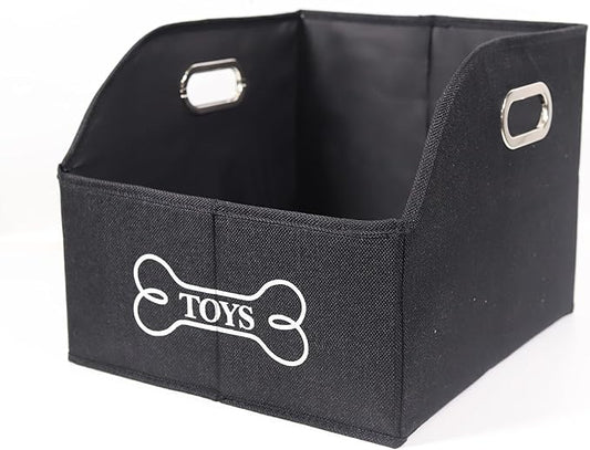 Geyecete Wooden Handle Soft Felt Storage Bin Organizer - Decorative Rectangular Pet Supplies Storage Basket/Bin - Black