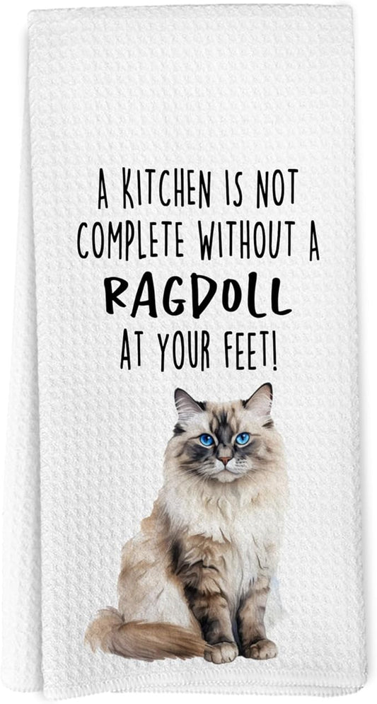 Funny Ragdoll Cat Gifts Kitchen Towels, Cat Lover Gifts for Women, Funny Hand Towels for Bathroom Decor, A Kitchen Is Not Complete without A Ragdoll Dishcloths Dish Towel forKitchen 16x24 Inches