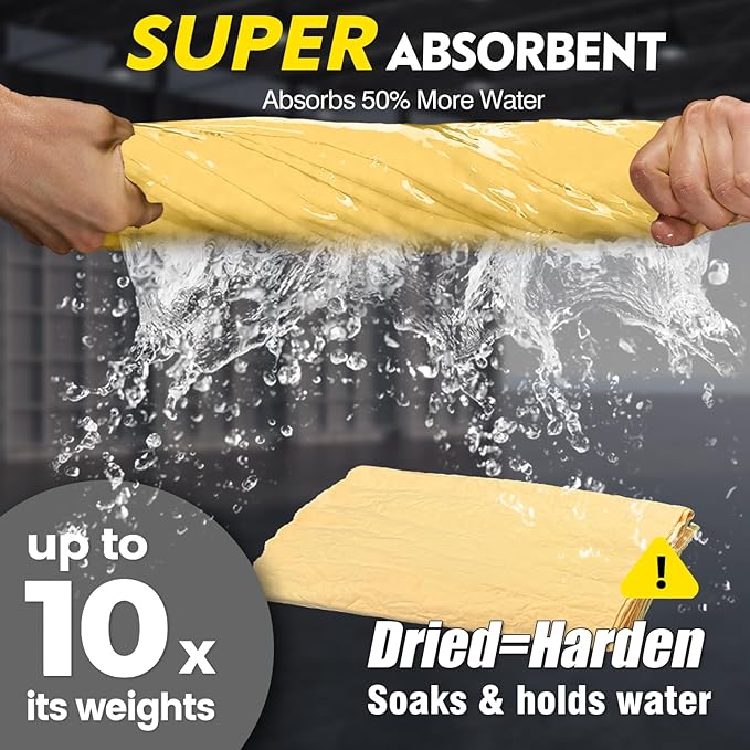 Premium Extra Large Shammy Cloth for Car Drying (34”x25”)-Super Absorbent XL Chamois Towel for Car-Reusable Shammy Towel for Car, Bathroom,Pets, Dust Remove, No Spots/Streak/Scratch