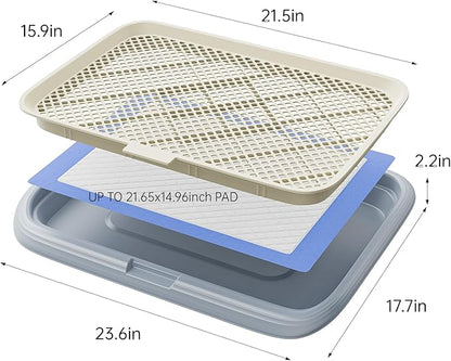Dog Potty Tray, 23.6"x17.68" Indoor Pet Pee Pad Holder,Puppy Training Holder,Bathroom Dog Litter Box, Pet Toilet for Small and Medium Dogs,Housebreaking Supplies, Pet Products(Gray)