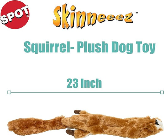 SPOT Skinneeez Squirrel 23-Inch Stuffing-Free Plush Dog Toy – Realistic Design with 2 Squeakers – Durable, Soft Polyester for Medium & Large Dogs – Tug, Fetch & Shake Play – for Moderate Chewers
