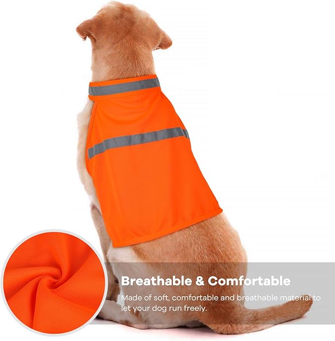 Dog Jacket High Visibility Safety Reflective Dog Vest for Small Medium Large Dogs (Medium, Orange)