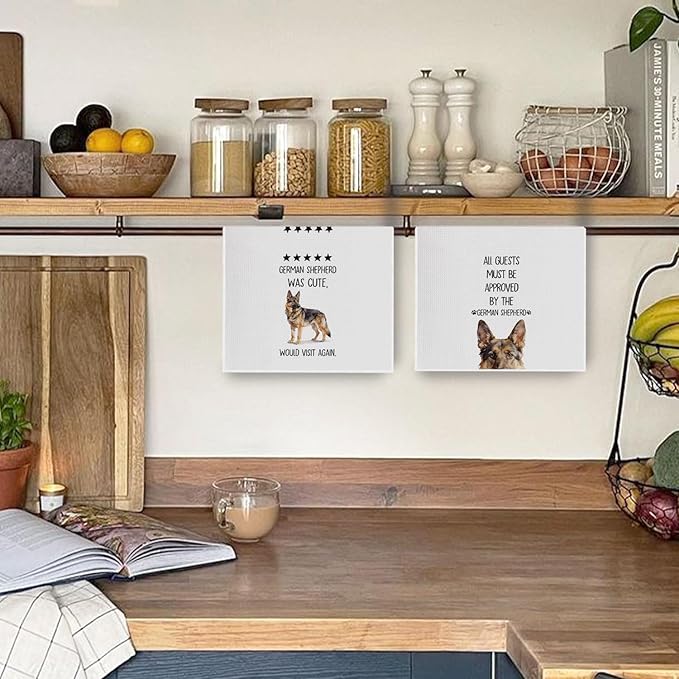 German Shepherd Towels - German Shepherd Gifts Decorative Waffle Dish Towels, Dog Gifts Hand Towel for Women, Dog Mama Gift Tea Towel, 16x24 Inch Set of 2