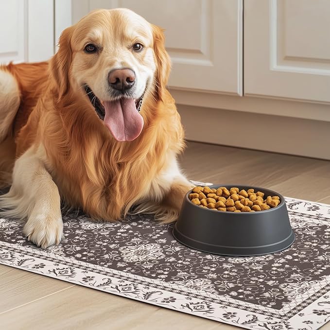 Dog Food Mat for Floors Waterproof Quick Dry Pet Placemat Cat Feeding Bowls Mats for Food and Water, Eco-Friendly Dog Accessories Diatomite Pets Supplies 12" X 20"