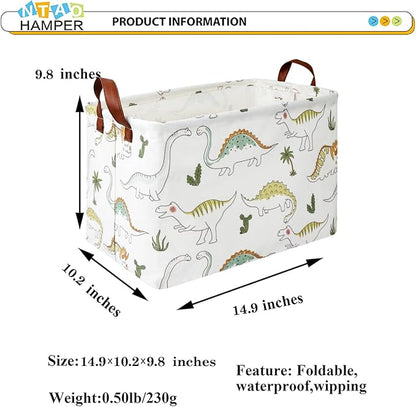 Rectangular Dinosaur Basket, Books Box, Storage Trunk, Gift Basket, Room Decor(Light Dinosaur)