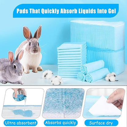 kathson 100Pcs Rabbit Pee Pads,18" x13" Disposable Bunny Diapers Cage Liners,Super Absorbent Pet Toilet Training Pads for Guinea Pig,Hedgehogs,Hamsters,Chinchillas,Cats,Reptiles and Small Animals
