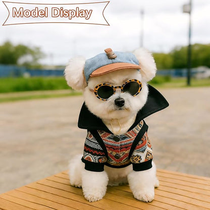 2 Pcs Pet Baseball Cap and Sunglasses, Dog Sun Hat with Ear Holes, Summer Adjustable Buckle Visor Caps for Cats, Small Medium Dogs (Brown, Small)