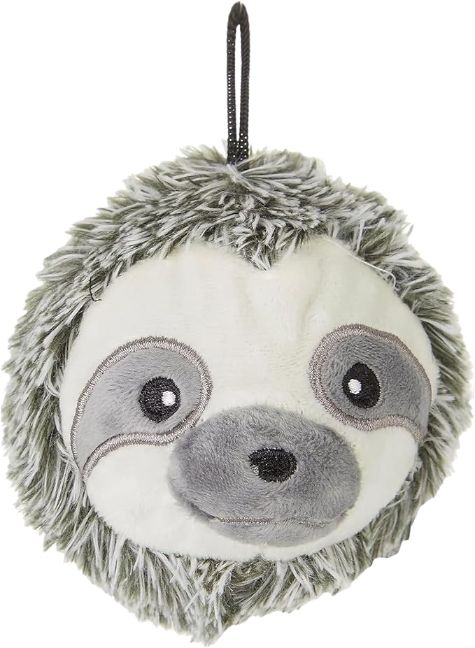 Pet Lou 4 Inch Squeaky Sloth Ball Dog Plush Toy, Stuffing-Free Soft Plush, Durable Bouncy Squeaker Ball, Floats in Water, Small & Medium Breed Chew Toys