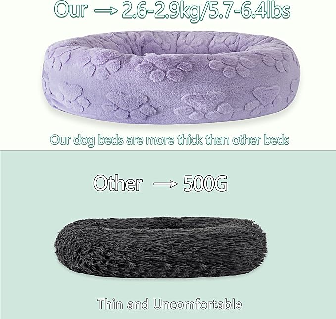 39 Inch Calming Dog Bed for Large Dogs, Round Anti-Anxiety Warm Bed, Soft Cozy Anti-Slip Donut Washable Pet Bed, Fits up to 100 lbs Pets