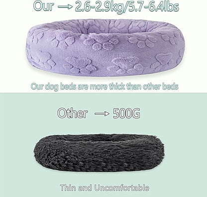 39 Inch Calming Dog Bed for Large Dogs, Round Anti-Anxiety Warm Bed, Soft Cozy Anti-Slip Donut Washable Pet Bed, Fits up to 100 lbs Pets