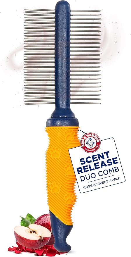 Arm & Hammer Deodorizing Dog Comb with Fragrance Transfer Technology – Scented Dog Grooming Comb for Detangling & Shedding, Dematting Tool For Dogs, Sweet Apple & Rose Scent