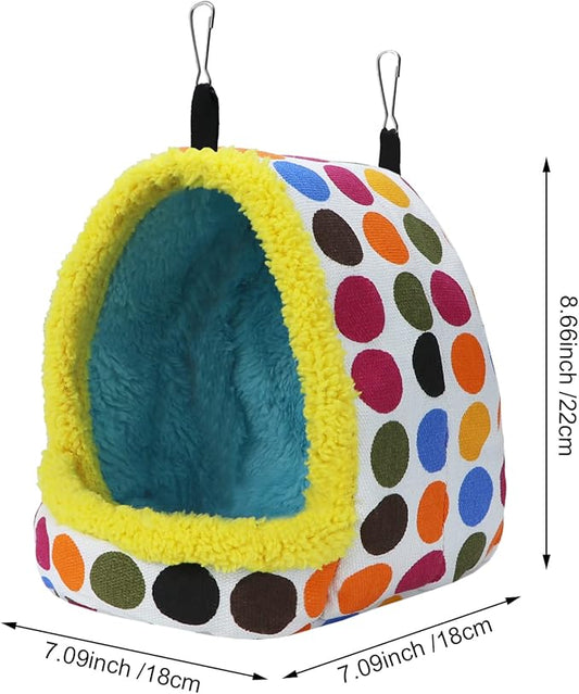 Litewoo Parrot Bird Bed Hammock Winter Warm Bird Plush Nest Toy for Conure Lovebird Parakeet Cockatiel Cage Accessory (Large)