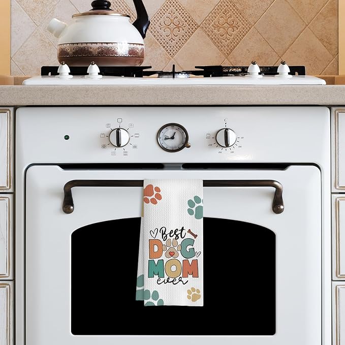 Dog Mom Gifts Kitchen Towels, Dog Lovers Owners Gifts for Women, Colorful Dogs Paws Hand Towels for Bathroom, 16x24 Inches