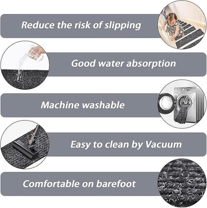 MBIGM Non-Slip Carpet Stair Tread Mat 30" x 30" Landing Rug-Matching Mat Non-Skid Safety Rug Slip Resistant - Black
