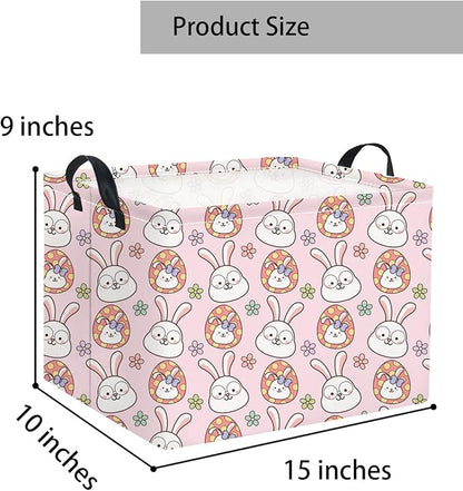 Easter Basket Bunny Pink Baby Girls Cute Kids Toy Storage Bin Organizer Shelf Book Rabbit Room Decor (Pink Rabbit)