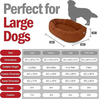 Majestic Pet 40 Inch Suede Calming Dog Bed Washable – Cozy Soft Round Dog Bed with Spine Support for Dogs to Rest Their Head - Fluffy Donut Dog Bed 40x29x9 (Inch) - Round Pet Bed Large – Rust (2025)