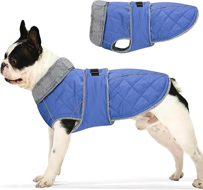 Dog Coat, Warm Dog Winter Coat for Medium Dogs, Waterproof Jacket with Adjustable Buckle & Velcro, Reflective Turtleneck Cold Weather Coats, Pet Fleece Vest Snow Jacket (Blue, XS)