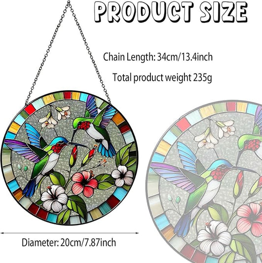 Hummingbird Sun Catcher Stained Glass Window Hanging Hummingbird Decor Gifts Bird Suncatcher for Window Decor Handmade Sun Catcher Decoration for Garden Home Housewarming Gifts