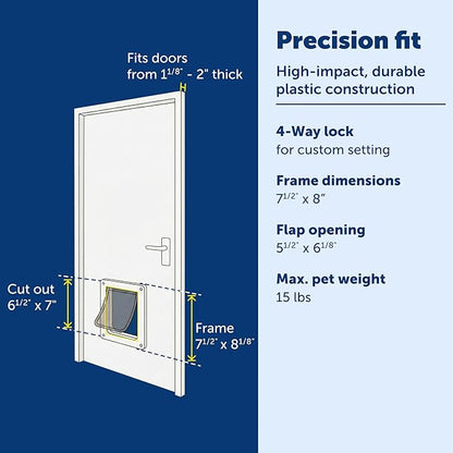 PetSafe 4-Way Interior Locking Cat Door - Allows Convenient Movement Between Rooms & Minimizes Scratching - Tinted Durable Plastic Privacy Door for Feeder & Litter Box