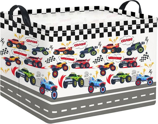 HIYAGON Rectangular Kids Basket Baby Girl Basket Fabric Storage Bin Organizer Box Room Decor(Racing Car)