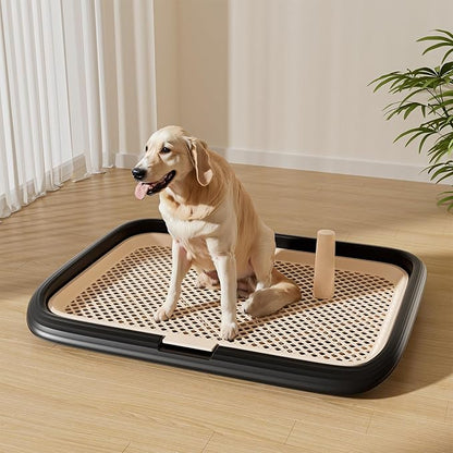 Dog Potty Tray, 23.6"x17.68" Indoor Pet Pee Pad Holder,Puppy Training Holder,Bathroom Dog Litter Box, Pet Toilet for Small and Medium Dogs,Housebreaking Supplies, Pet Products(Black)