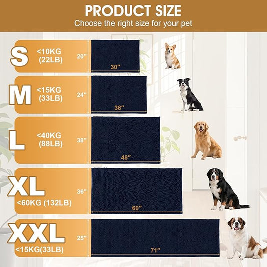 IM HOME Dog Door Mats for Muddy Paws, 30" X 20" Chenille Absorbent Doormat, Non Slip Heavy Dog Rugs for Muddy Paws, Soft Indoor Door Mat for Entryway, Mud Paw, Inside Floor, Navy Blue