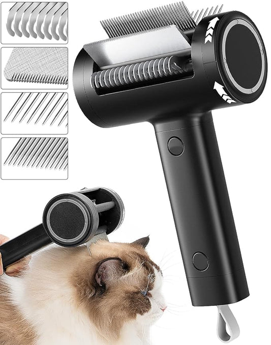 4-in-1 Cat Brush for Shedding, Undercoat Dog Grooming Rake for Deshedding Dematting, Hair Removal Comb Brush for Long & Short Haired Indoor Pets