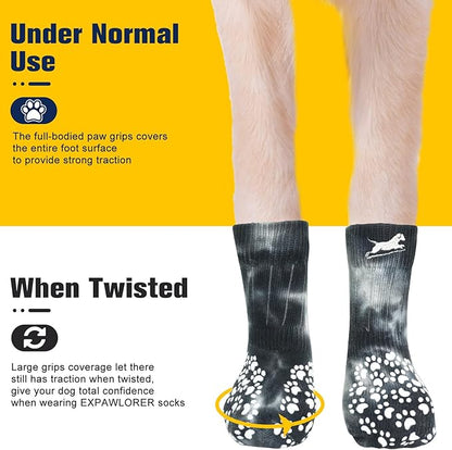 EXPAWLORER Anti Slip Dog Socks to Prevent Licking Paws, Dog Shoes for Hot Pavement, Dog Booties for Small Medium Large Senior Dogs, Traction Control Boots & Paw Protectors for Hardwood Floors