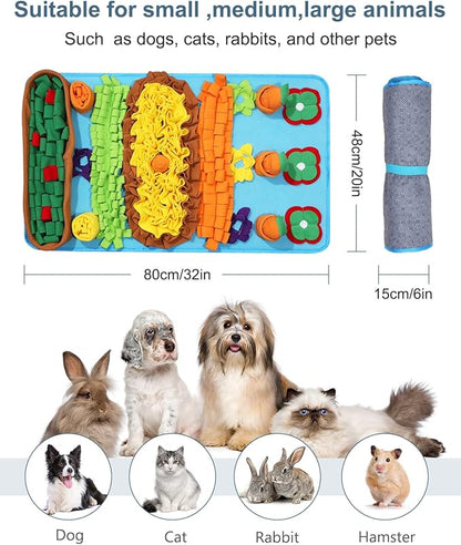Snuffle Mat for Dogs, 32 x 20 inch for Medium & Large, Portable & Compact Dog Puzzle Toy for Stress Relief, Reduces Fast Eating, with Anti-Slip Botton