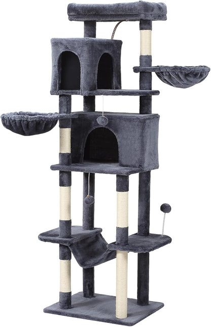 Letkind 70-Inch Cat Tree,Large Cat Tree Tower with Hammock, Scratching Post, Condo and Multi-Level Cat Tower for Large Cats, Cat Activity Center Playhouse, Dark Gray LCT016