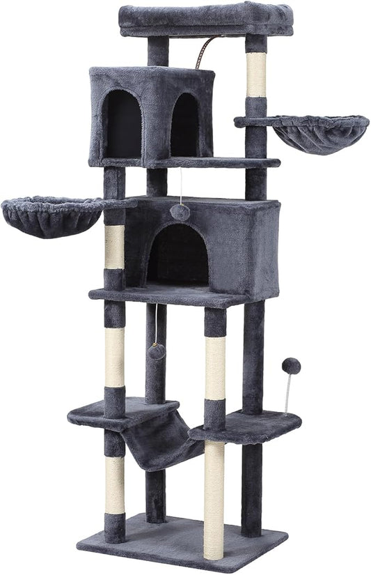 Letkind 70-Inch Cat Tree,Large Cat Tree Tower with Hammock, Scratching Post, Condo and Multi-Level Cat Tower for Large Cats, Cat Activity Center Playhouse, Dark Gray LCT016