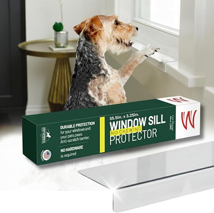 CLAWGUARD Plexiglass Window Sill Protector – Thick Crystal Clear Window Sill Cover & Extender – Window Ledge Protector for Dogs & Cats (35.5in. x 3.25in.)