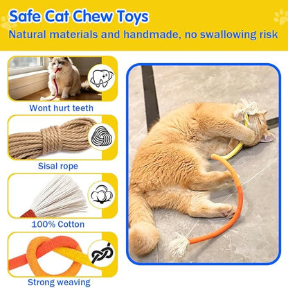 Retro Shaw Cat Chew Ropes 3Pcs Refillable Natural Catnip Toys for Indoor Cats Safe Teeth Cleaning Interactive Kitten Nip Kitty Toy for All Breeds 23.6 Inches