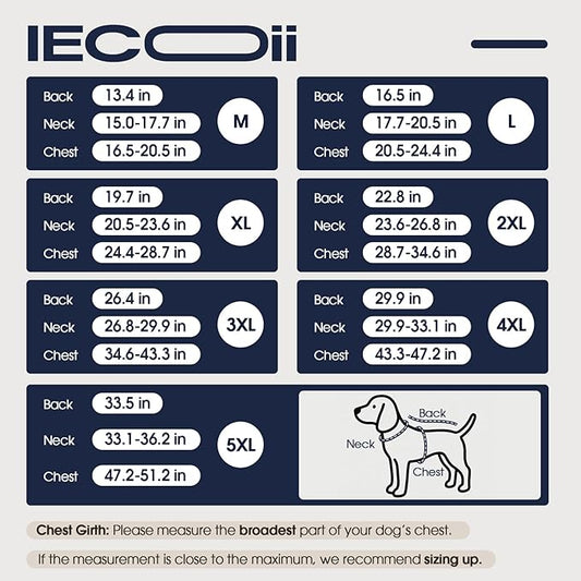 IECOii Dog Winter Coat - Deep Chest Breeds Reflective Dogs Coats Winter, Waterproof & Windproof Hunting Vests, Adjustable Snow Jackets for Large Breeds, Pitbull Outdoor Vest Jacket, Green, Sizes XL