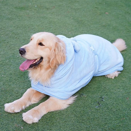 Dog Bathrobe Towel, Cat Bathrobe Microfiber Fast Drying Absorbent Hooded Bath Towel for Puppy Small Medium Large Dog Cat(Blue,M)