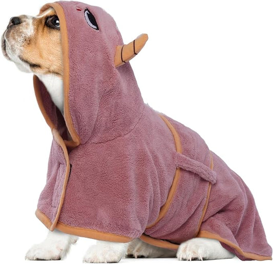 Magic Sticker & Belly Strap Dog Drying Coat, Microfibre Material Fast Drying Super Absorbent Towel, Dog Robes for After Bath - Small to Large